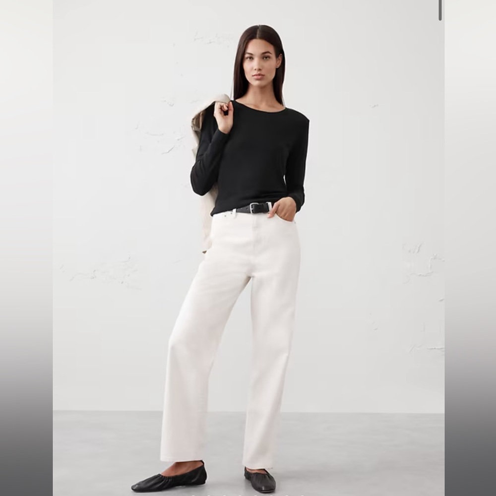 Banana Republic NWT Timeless Tee long sleeve Black Small
